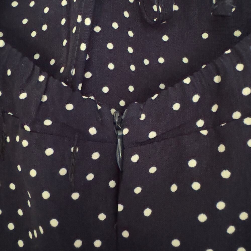 White Fox Polka Dot Mini Dress sleeveless ruffle tie bow back v-neck lightweight - Picture 10 of 14